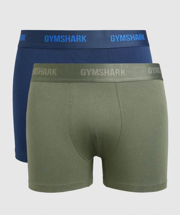 Panske Spodne Pradlo Gymshark Boxers 2pk Námornícka Modrá Olivovo Zelená | SH1526087